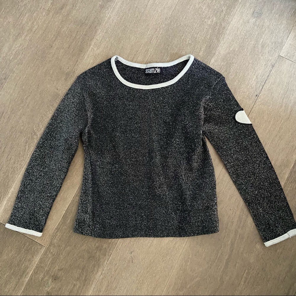 Ssamzie glitter black and white long sleeve shirt